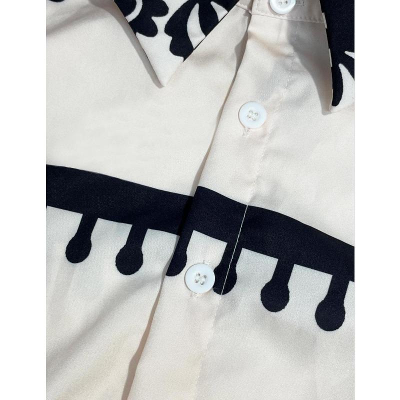Women's Long Sleeve Geometric Print Maxi Dress Button Down With Waist Belt