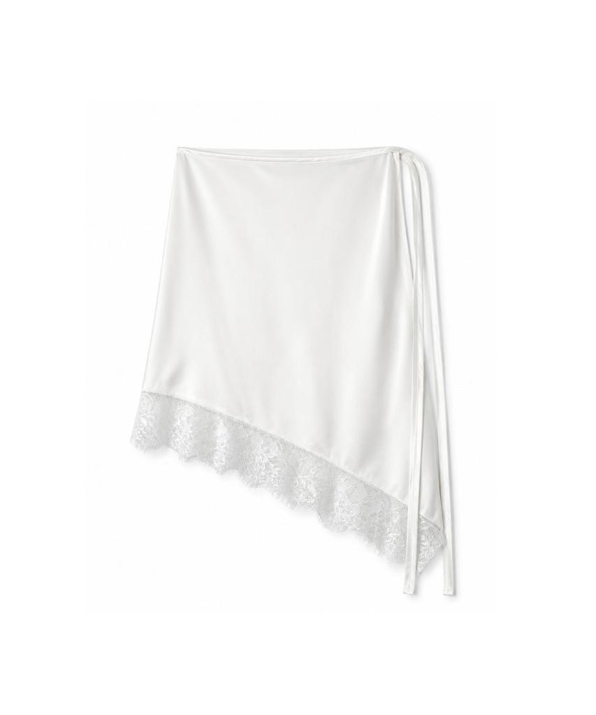 Nyuyogwogseu Satin Lace Diagonal Layered Skirt_Ivory