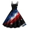 Damen Lässiges Mode Unabhängigkeitstag Druck Schulterfrei Ärmellos Kleid