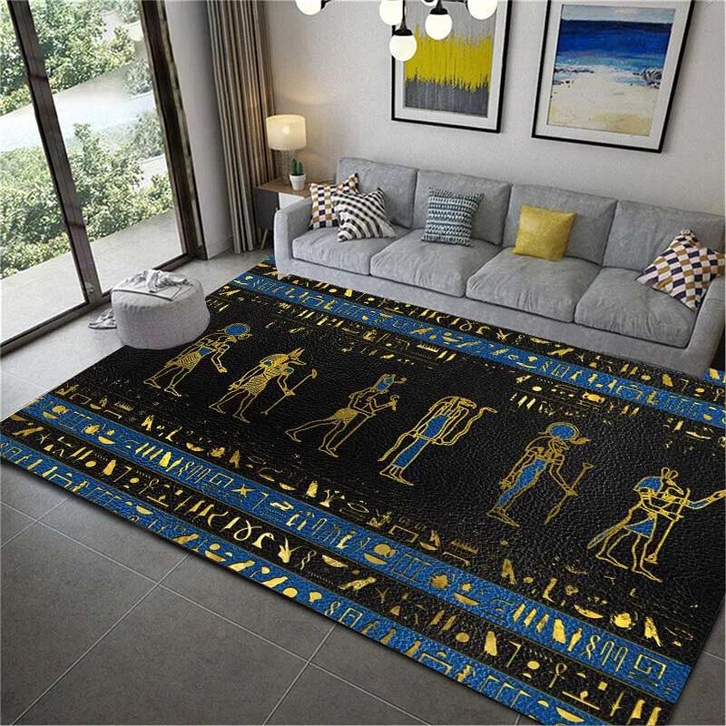 Altes Ägypten Teppich Gott Ägyptische Katze Anubis Teppiche für Wohnzimmer Schlafzimmer Teppich Rutschfeste Fußmatten Haushaltsbereich Matte Dekor