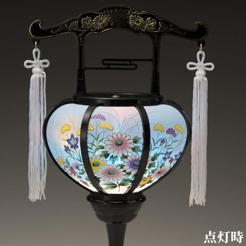 Pair of "Yasaka" 6510 Bon Festival Lanterns, Mini Rotating Lanterns for Memorial Service, from Buddhist Altar Shop Takita Shoten, 35cm High x 13cm Wid