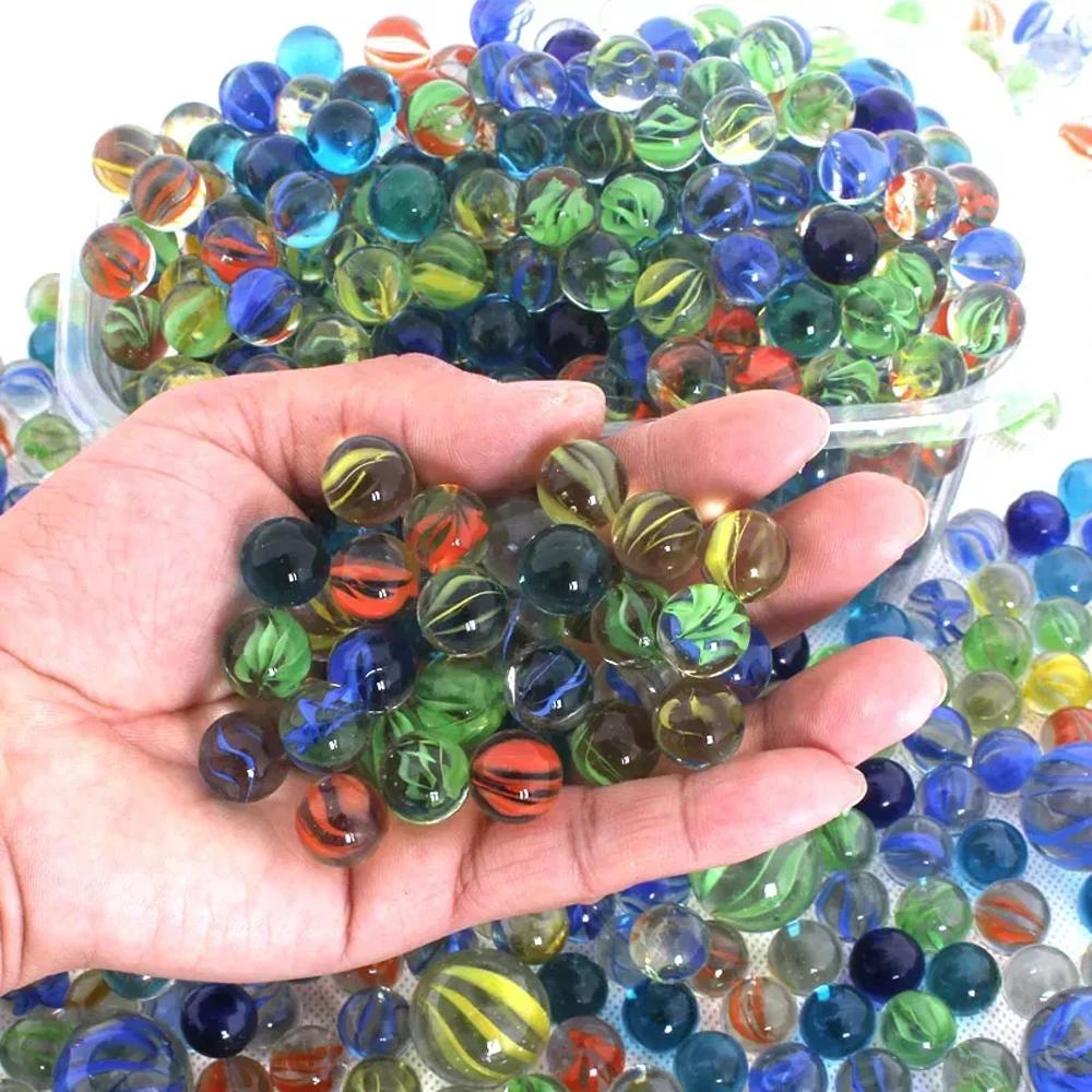 10/50Pcs 25/14Mm Colorful Glass Marbles Toy Kids Marble Balls Run Game Solitaire Toy Accs Vase Filler&Fish Tank Home Toy Gift