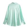 2025 Spring Women's European and American Style Satin Long-Sleeved Fashion Shirt
