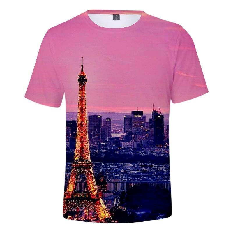 Novelty France Paris Eiffel Tower 3D Graphic Tees Y2k Men Women Short Sleeve Street Tshirt Kids Casual Oversized Tops Clothing