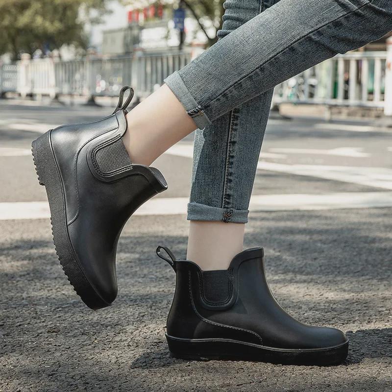 Wasserdichte, rutschfeste, modische Regenstiefel für Damen – kurzes Rohr, dicke Sohle, perfekt für Outdoor-Aktivitäten wie Angeln und Autowaschen