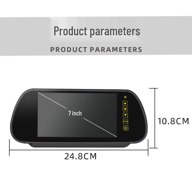 7-calowy monitor w lusterku wstecznym z krótką tablicą rejestracyjną i 7 światłami podczerwieni – bezprzewodowa kamera cofania