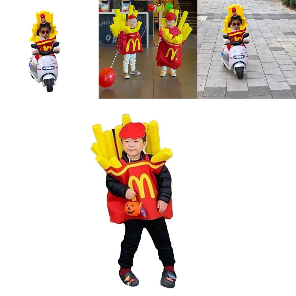 Korean Ins Halloween Children's Costume For Kindergarten Party Show Outfit Boys And Girls French Fries Clothes Inflatable Column)