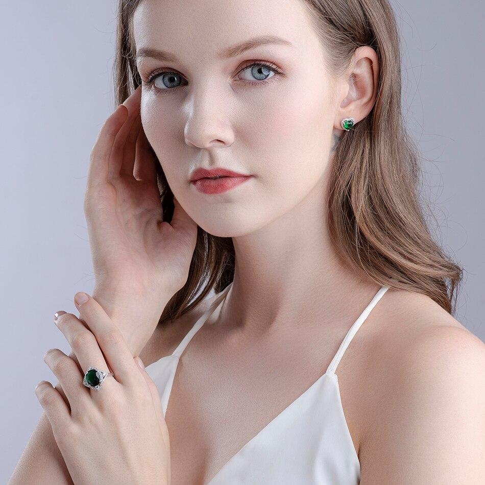 925 Sterling Silver Rings For Women Vintage Russian Created Nano Emerald Romantic Oval Ring Luxury Party Gift Fine Jewelry