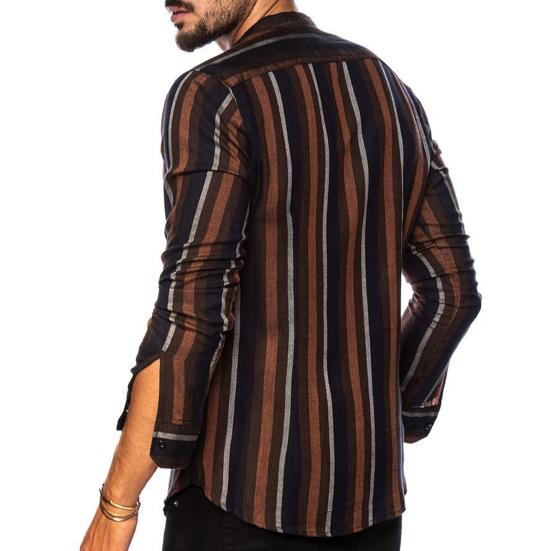 Skjorte for menn Stripete fargematchende turn-down krage Single-breasted cardigan Slim Fit Tynn Myk Pustende Langermet Streetwear Herre-topp