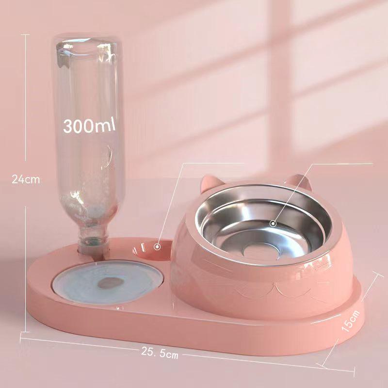 4 In 1 Cat Bowl Set Ceramic Dog Food Bowl Non Spill Pet Feeder Elevated Stand Plastic Pet Supplies