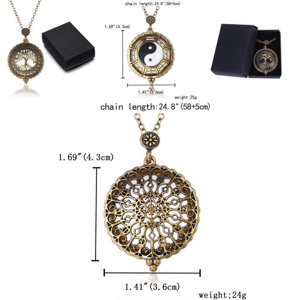 Vintage Magnifying Tree Pendant Necklace With Alloy Material For Stylish Women And Men