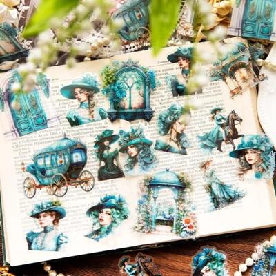 Confezione da 30 adesivi in ​​PET della serie Castle Princess Vintage, materiale perfetto per il diario, forniture di scrapbooking fai da te