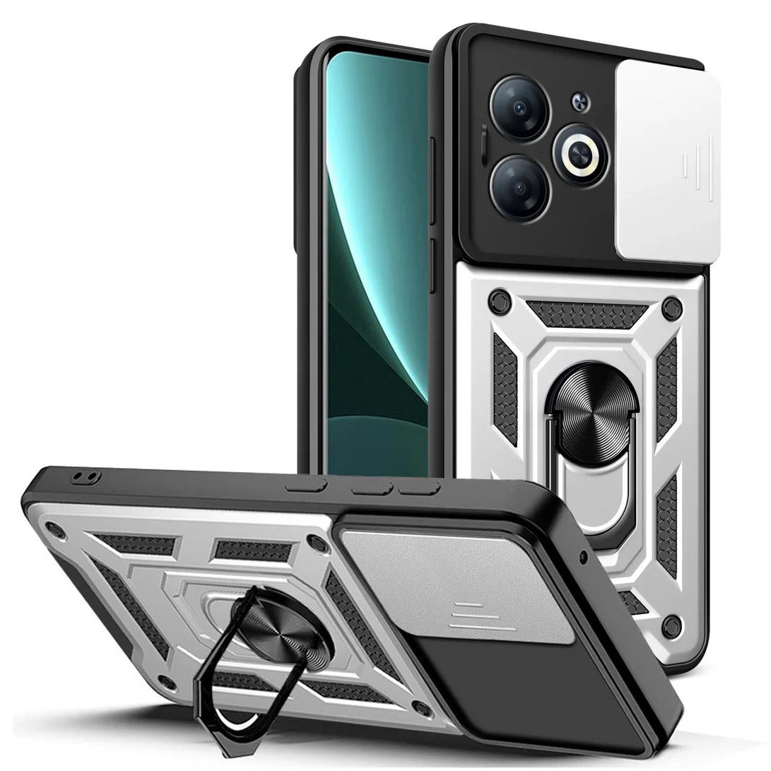 

Защитный чехол для камеры Infinix NOTE Hot 40i 30 30i Hot 20 Play 12 11S NFC INFINIX Zero 30 5G 2023 Armor Hybrid Ring Back Cover For Infinix Hot 40i серебряный