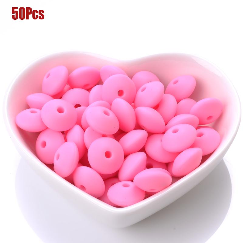 50pcs/lot 12mm Silicone Spacer Beads for DIY Charms Newborn Nursing Accessories Necklace Pacifier Chain Teething Toy BPA Free