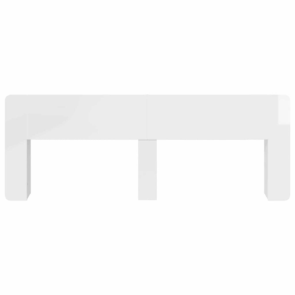Headboard Cabinet with Storage High Gloss White Particleboard