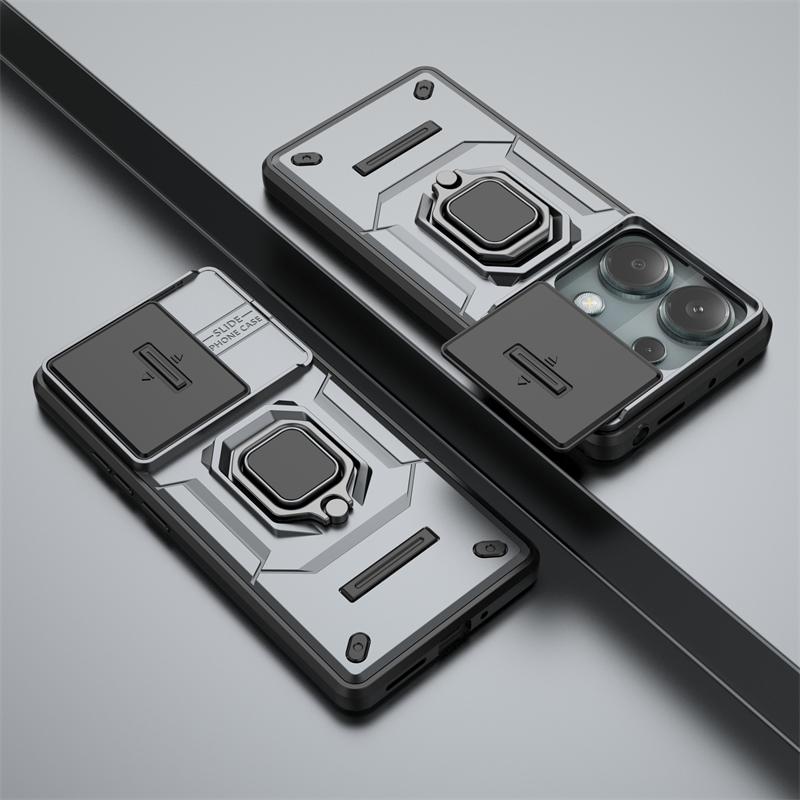 Für Redmi Note 13 Pro 4G Hülle Schiebekamera Ring Ständer Handyhülle Für Xiaomi Redmi Note13 Pro Note 13Pro 4G Armor Rückseite