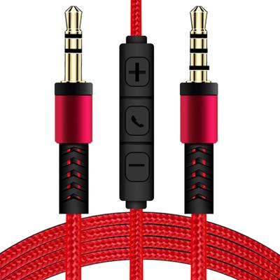 Audio Cable 1.2m Gold Plated Plug Volume Control 3.5mm Male To Male AUX Cord with Mic for Car Speaker