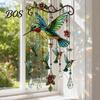 Soothing Garden Decor Graceful Bird Wind Chimes, Chimes for Outside, Metal Imitation Stained Glass Hanging Suncatchers with Crystal Pendants