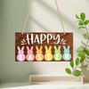 Colorful Rabbit Happy Easter Sign Flowers Pattern Egg Design Wall Decoration Cartoon Style Wooden Material Home Decoration