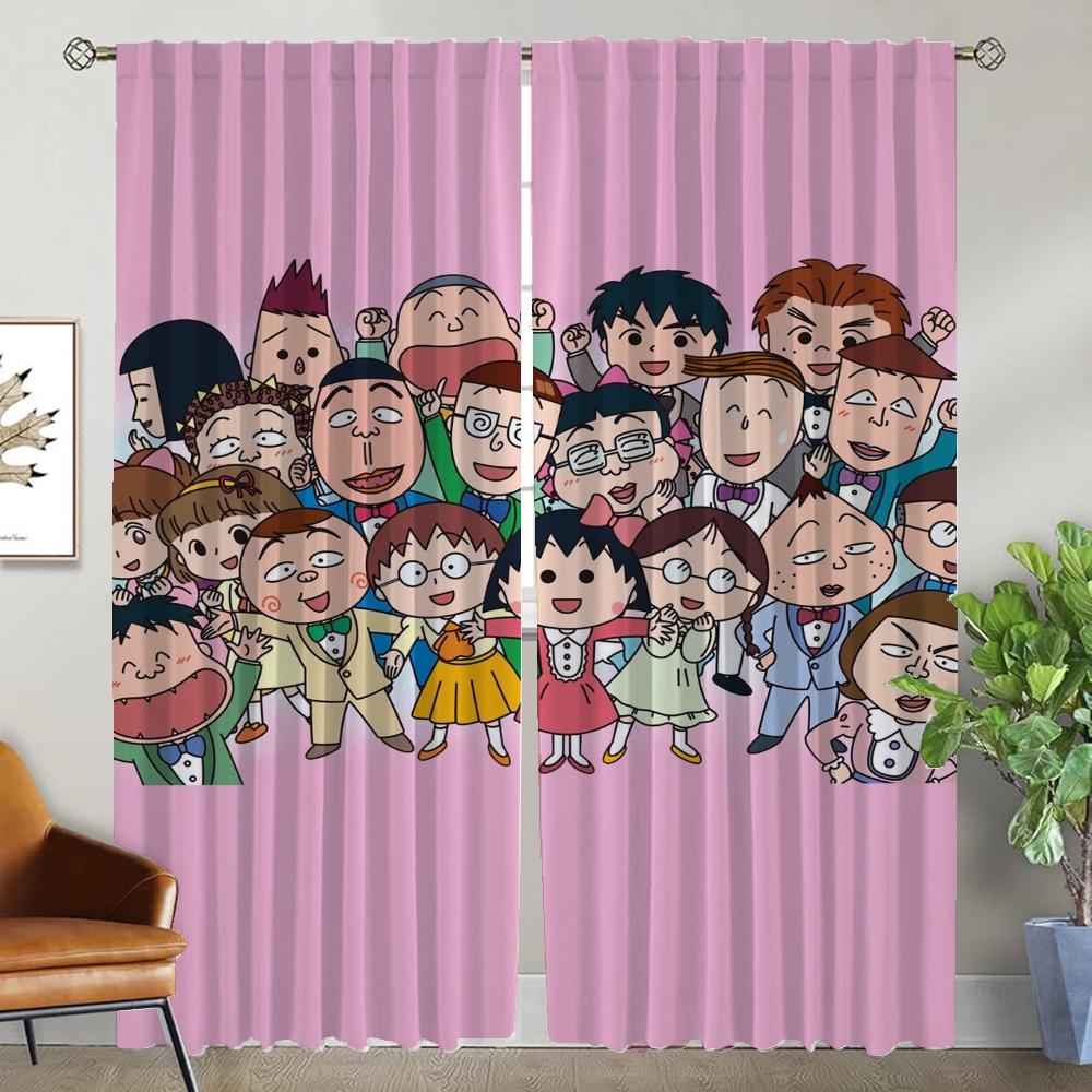 

Шторы для гостиной Шторы Chi-bi Maruko Разделительные жалюзи Шторы для кухни 2 шт Тюль для спальни Украшения на Хэллоуин W50xH70cmx2pcs-CL