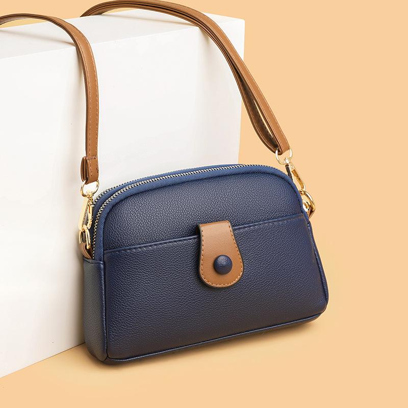 Niche cowhide texture mobile phone bag messenger bag