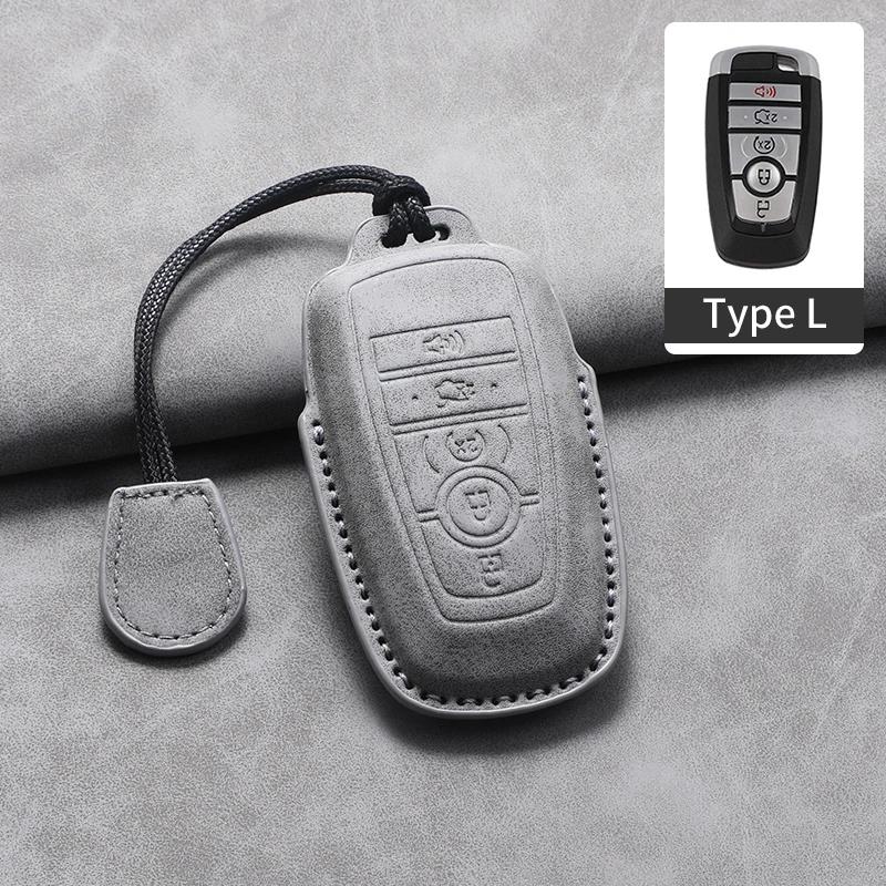 4 5 Tasten Leder Auto Schlüsselhülle Abdeckung Für Ford Fusion Mustang Edge Explorer Focus F150 F250 F350 F550 Escape für Lincoln Mondeo