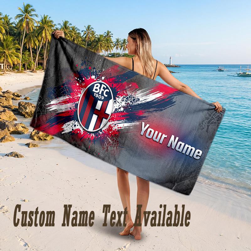 Bologna FC Design Beach Towel Custom Text Large Towel for Beach Vacation