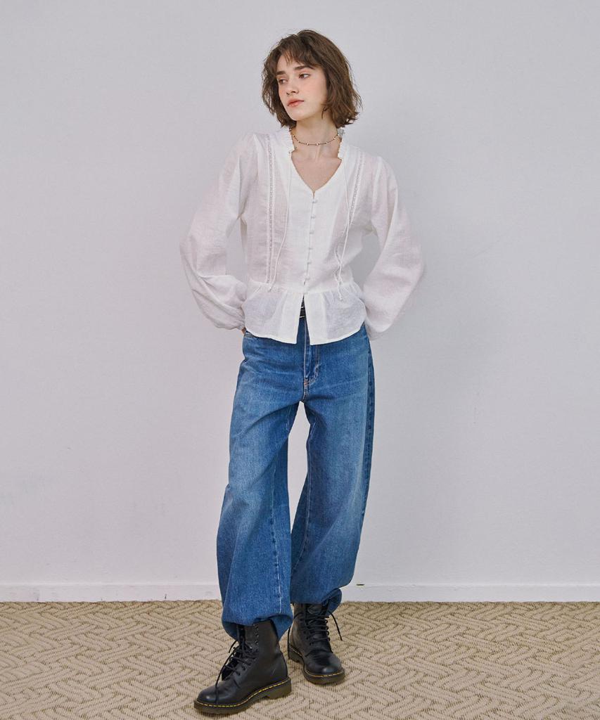 MARROT Ruffle Lace Blouse_White