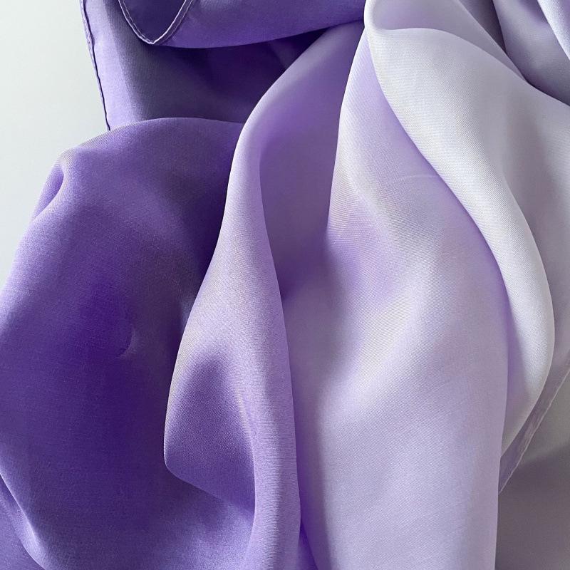 Gradient Solid Color Scarf Versatile Satin Scarf Extended Headscarf Temperament Summer Long Ladies Shawl