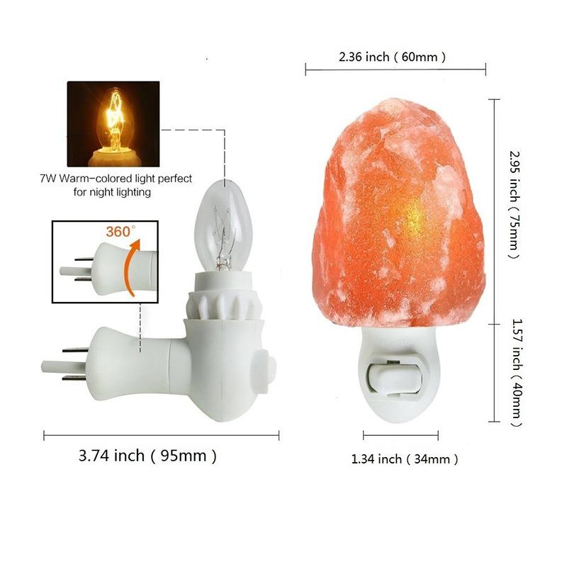 Himalayan Crystal Salt Night Lamp, Natural Carved Shape, Seven-Color Wall Light for Bedroom