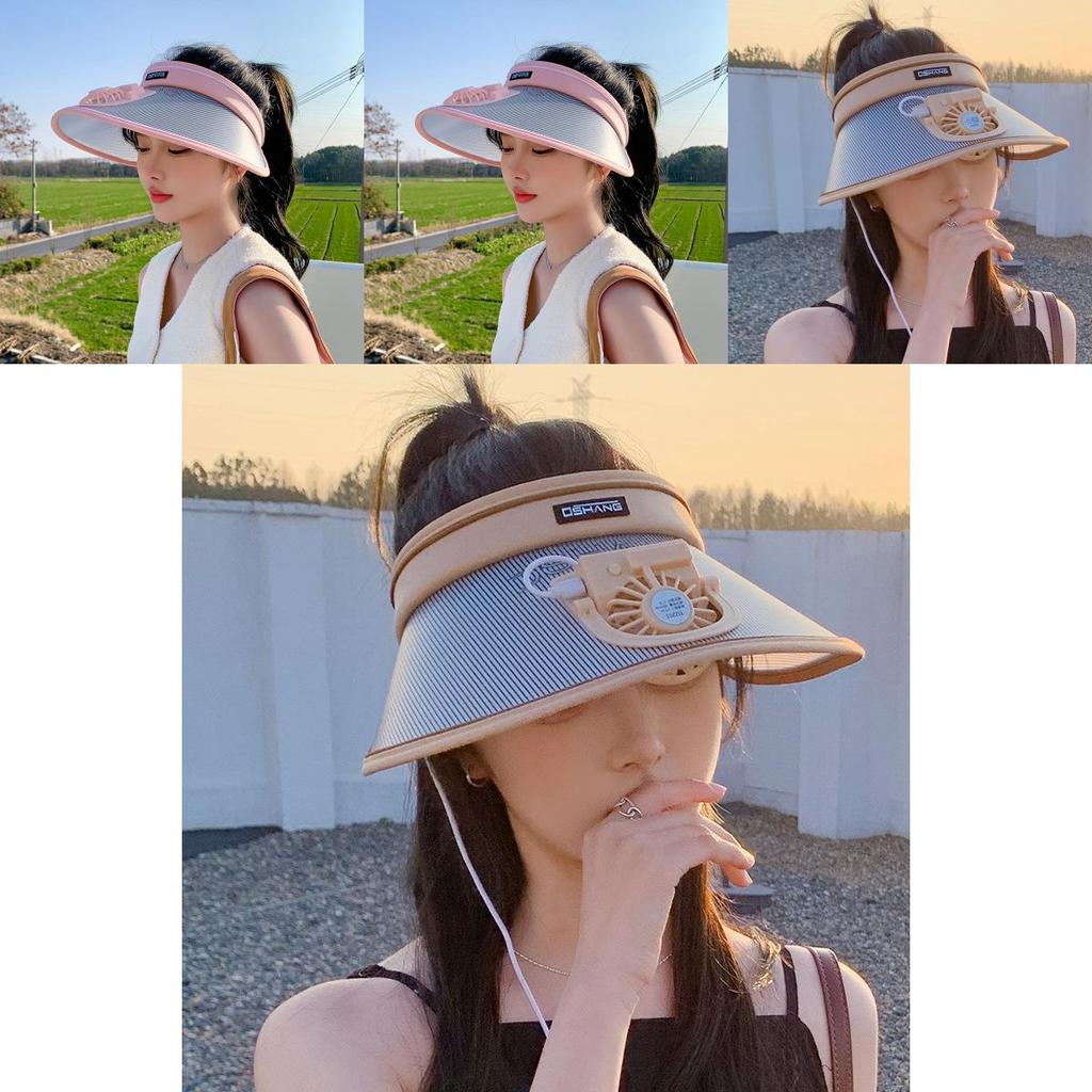 Summer Sun Protection Hat With Fan And Wide Brim For Outdoor Activities