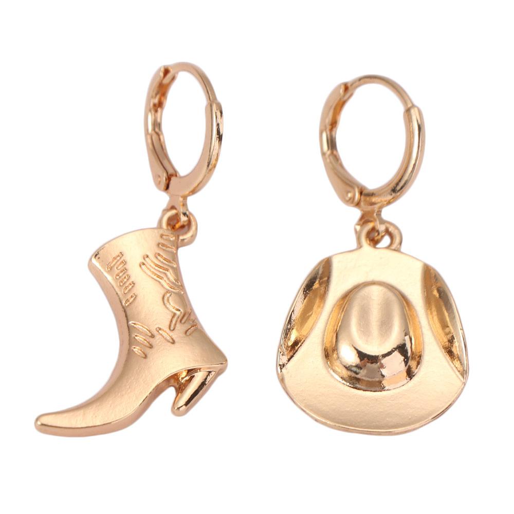 Fashion Cowboy Hat Boot Earring Punk Geometric Pendant Earrings Punk Rock Jewelry