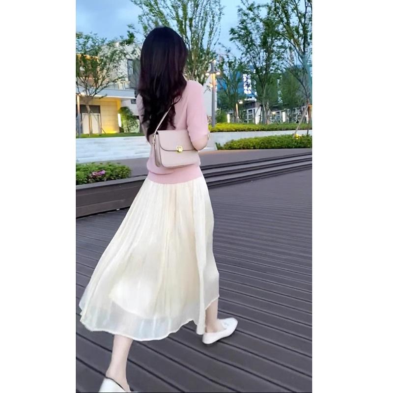 

Юбка миди А-силуэта из тенселя с завышенной талией и драпировкой – Женская весенне-осенняя юбка, облегающая бедра и стройнящая, из тюля M