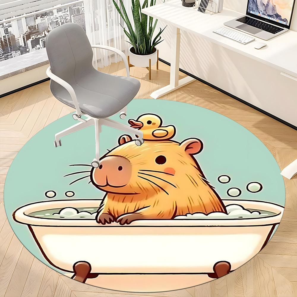 1pc Bath Time Capybara Chair Carpet for Office, , Non-slip Carpet, Very Suitable for Offices, farmhouses,Outdoor Carpet Yy251120071