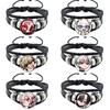 Manga Gokurakugai Cartoon Character Glass Cabochon Black Leather Bangle Bracelet Jewelry Charm Fans Gift MS013