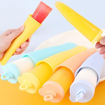 Popsicles Yeniden Kullanılabilir Silikon Popsical Buz DIY Popsicle Makinesi Kapaklı