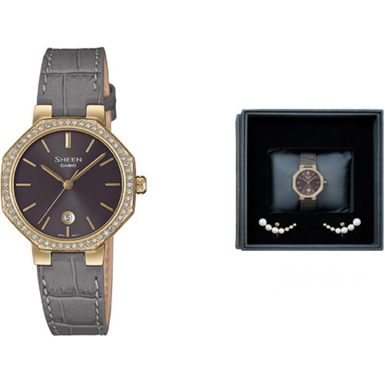 

CASIO Women s SHEEN Gray Watch SHE-4552GL-8AUPRS Special gift box