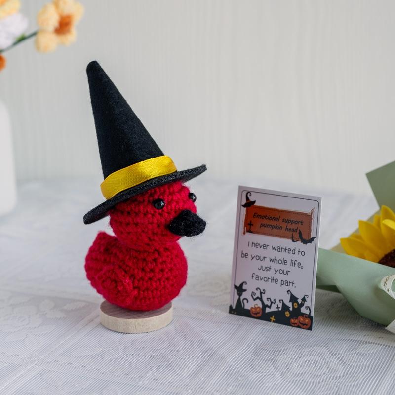 Halloween Crochet Pumpkin Ornament With Hat Card Desktop Decoration Halloween Horror Supplies Office Accessorie Christmas Gift