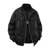 Men's Solid Color Zipper Lapel Retro Jacket Casual Sports Fashion Workwear Coat