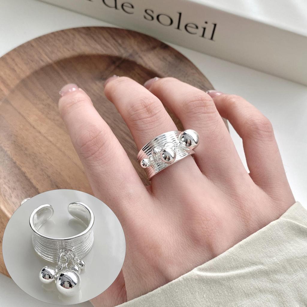 Korean Retro Geometric 925 Silver Plated Open Ring for Women