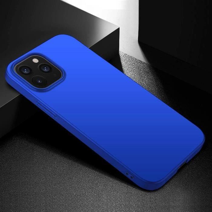 Coque pour iPhone 12 - MARQUE - Souple Silicone - Verre trempé - Protection anti-choc - Bleu