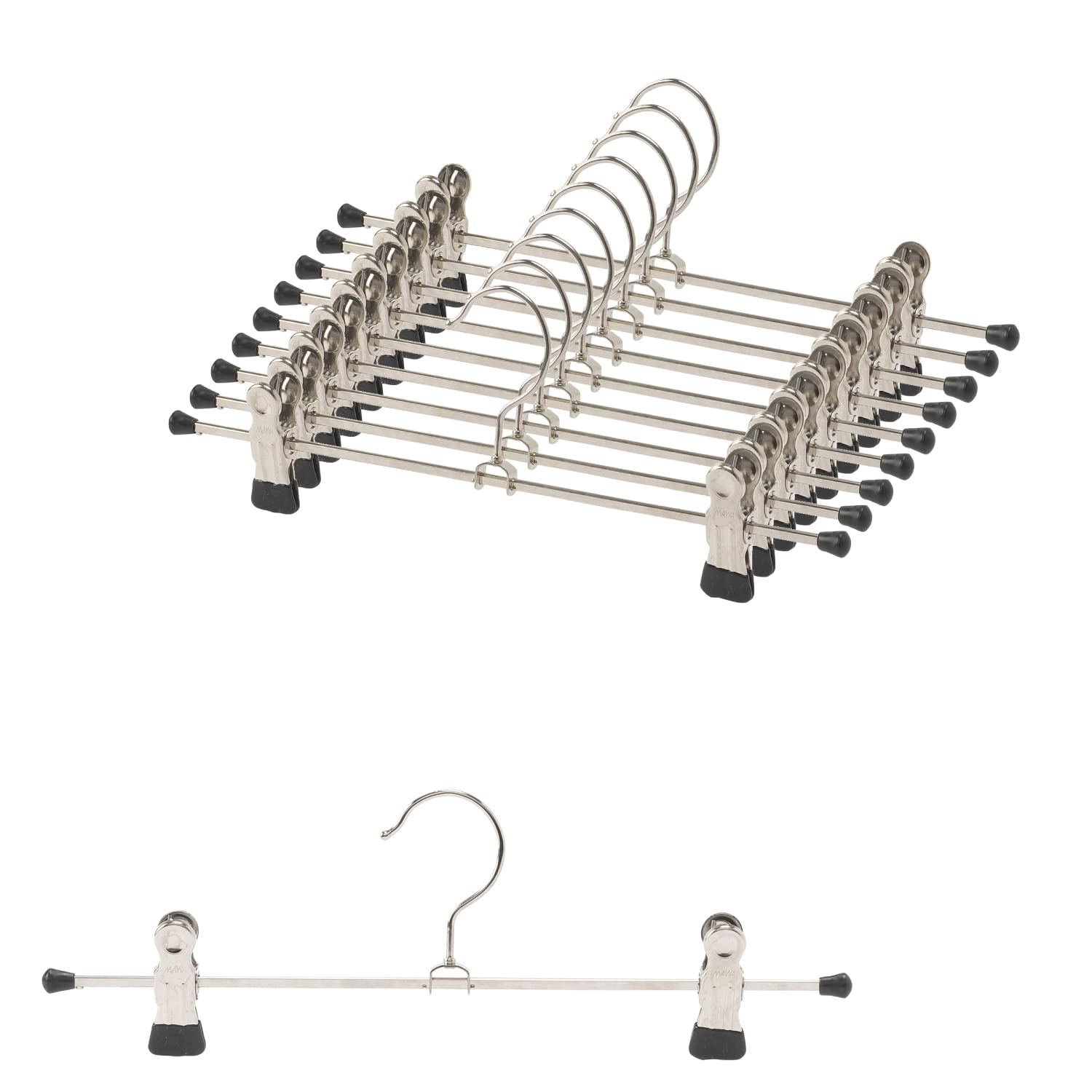 

MAWA German Non-Slip Hangers for Pants and Skirts, K30D, 10-Pack, Black, 10-Year Warranty