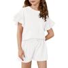 Girls' Summer Outfit Ruffle Sleeve Top And Shorts Clothing Set Lightweight Casual Two Piece