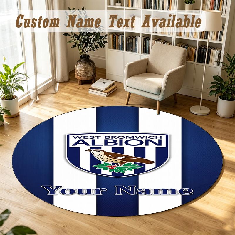Round Rug Custom NameWest Bromwich Albion FC Pattern Non Slip Carpet Home Floor Decor