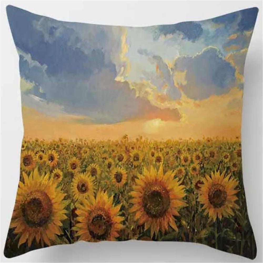 Sunflower Decorative Pillowcase Office Living Room Car Ornaments Home Pillowcase