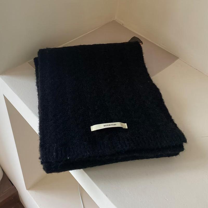 Retro Twist Long Label Knitted Wool Scarf for Women Autumn and Winter Korean Style Versatile Warm and Thickened Student Scarf Couple Style