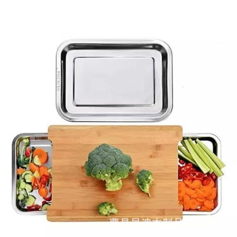 Bamboo Cutting Board Kitchen Use Multi-Functional Pull-Out Vegetable Fruit Prep Portable Square Design
