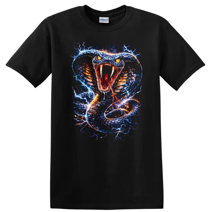 Elektrisch Blaues Schlangen T-Shirt Wildes Schlangen Grafik-T-Shirt für Tierliebhaber