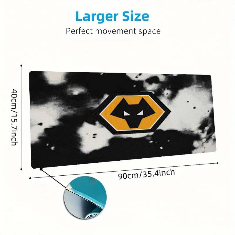 Wolves FC Farbiges Mauspads Großes Gaming Tischkissen Rutschfeste Laptop Tablet Großes Mauspads XXL Matte Mini PC Spielmatte Mit Verriegeltem Rand