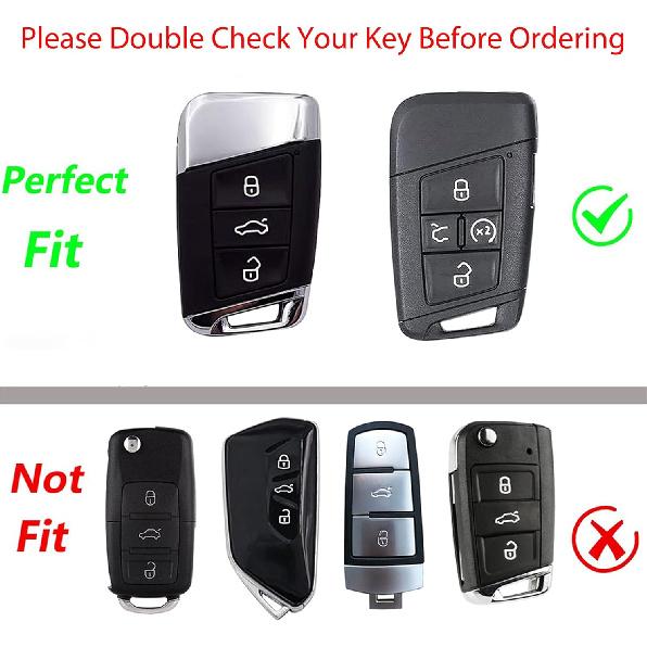 For Volkswagen VW Key Fob Cover, ABS Carbon Fiber Pattern Car Key Case Protector for 2017-2022 2023 VW Atlas Jetta Passat Tiguan Arteon Golf Skoda